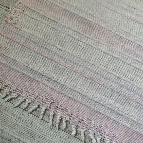 Light Pink and Purple Plaid Rug with Knotted Tassel Ends - Picture 13 of 16